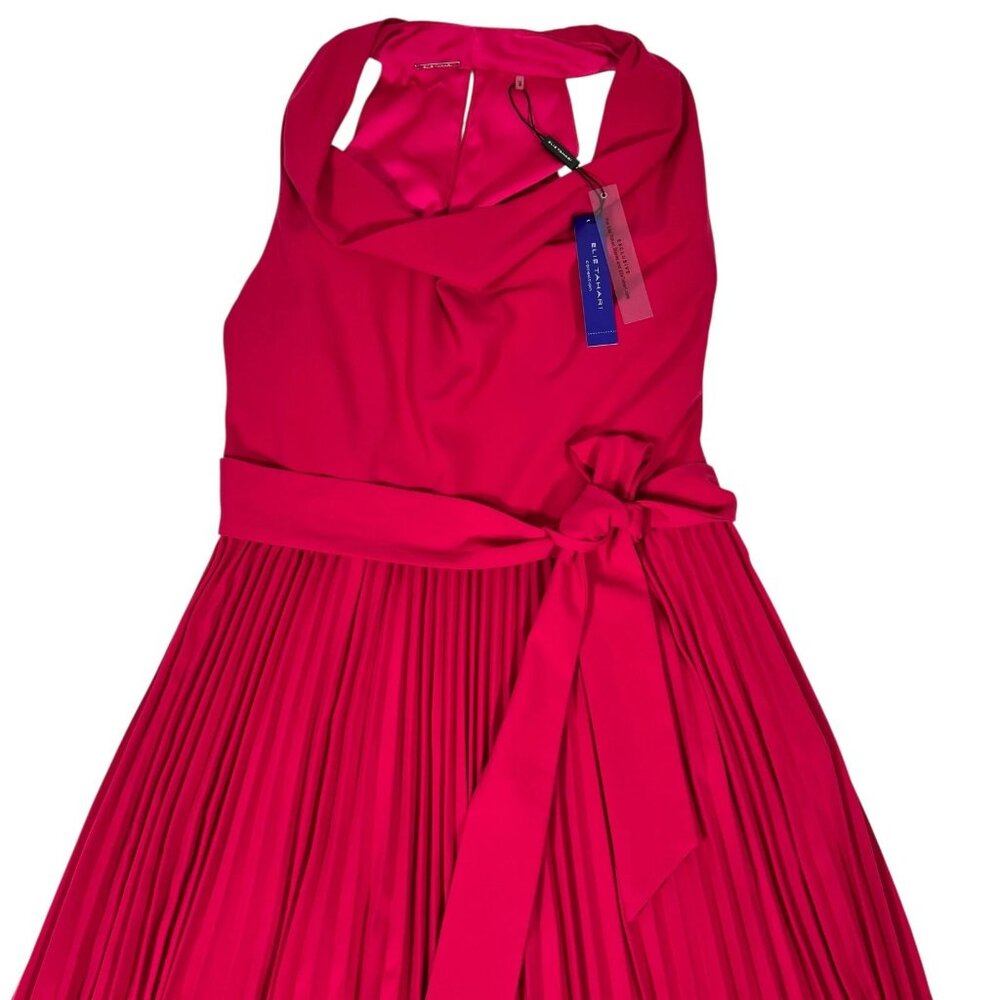 Elie Tahari Collection Womens Pink Fit & Flare Pleated Cowl Neck Dress Size 6 - Picture 2 of 16